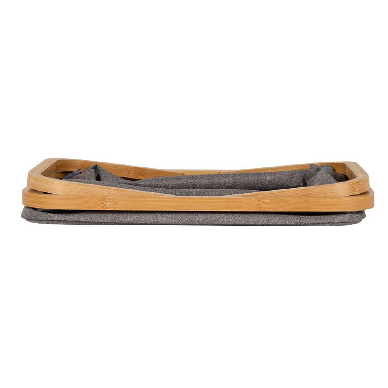 Living & Co Fabric Carry Basket With Bamboo Trim, , hi-res