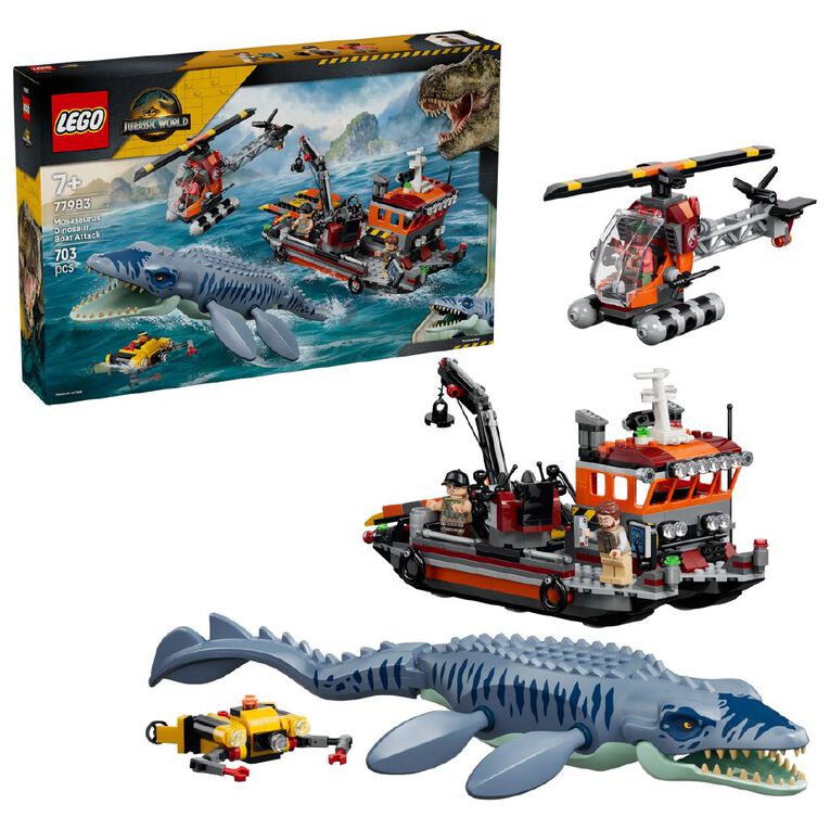 LEGO Jurassic World Mosasaurus Dinosaur Boat Attack 77983, , hi-res