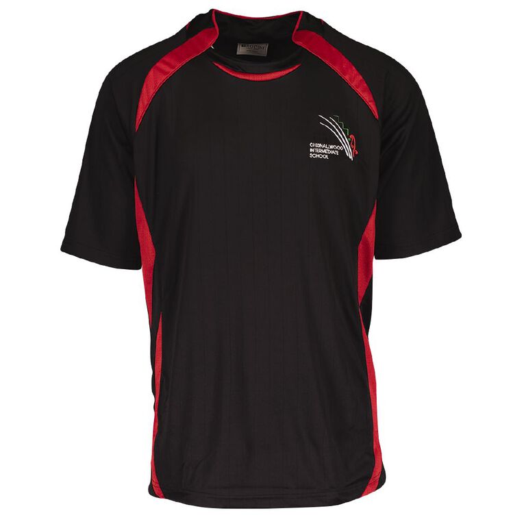 Schooltex Chisnalwood Intermediate PE Tee with Embroidery, Black/Red, hi-res