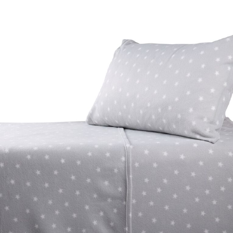 Living & Co Kids Polar Fleece Sheet Set Grey Single, , hi-res