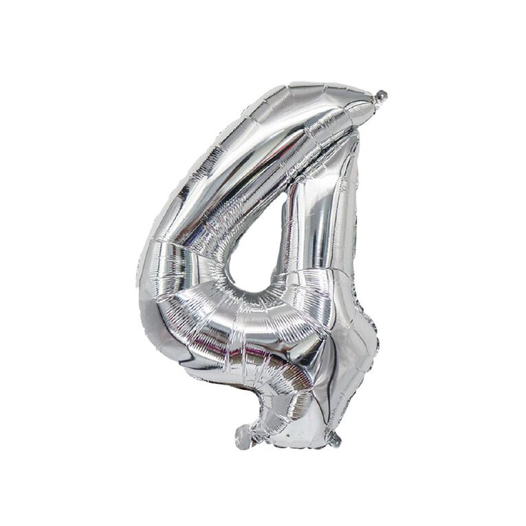 Party Inc Foil Balloon #4 Silver 35cm, , hi-res