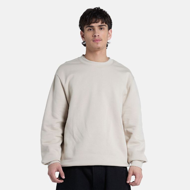 H&H Men's Plain Crew Sweatshirt, Brown Light, hi-res