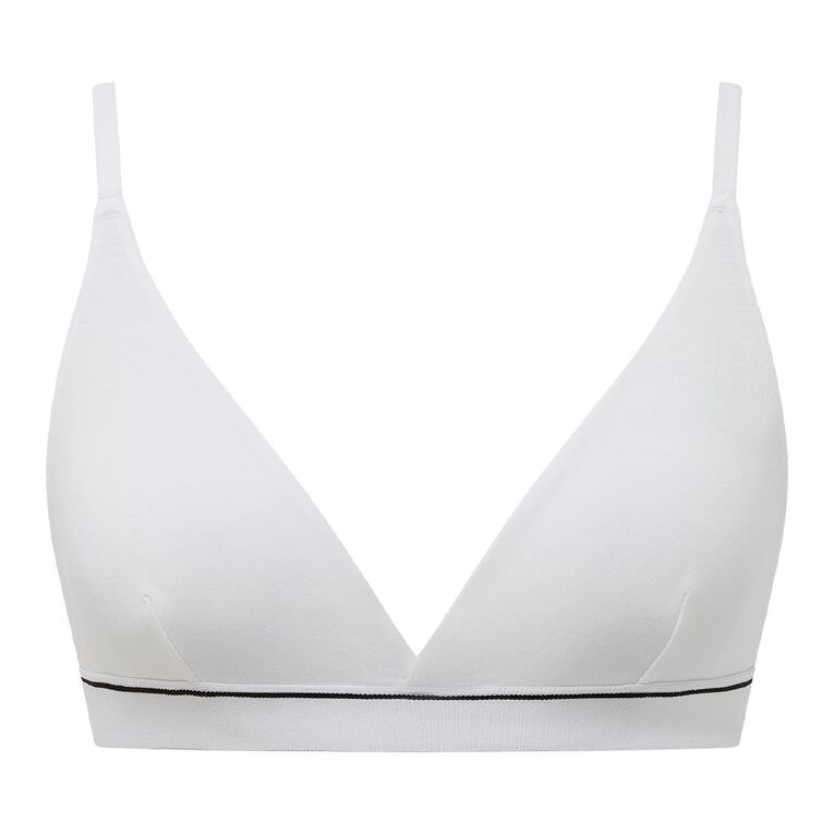 H&H Women's Basic Wide Band Bralette, White, hi-res