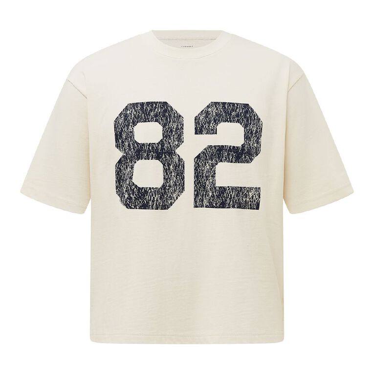 Garage Men's Heavyweight Boxy Crop Tee, Cream, hi-res