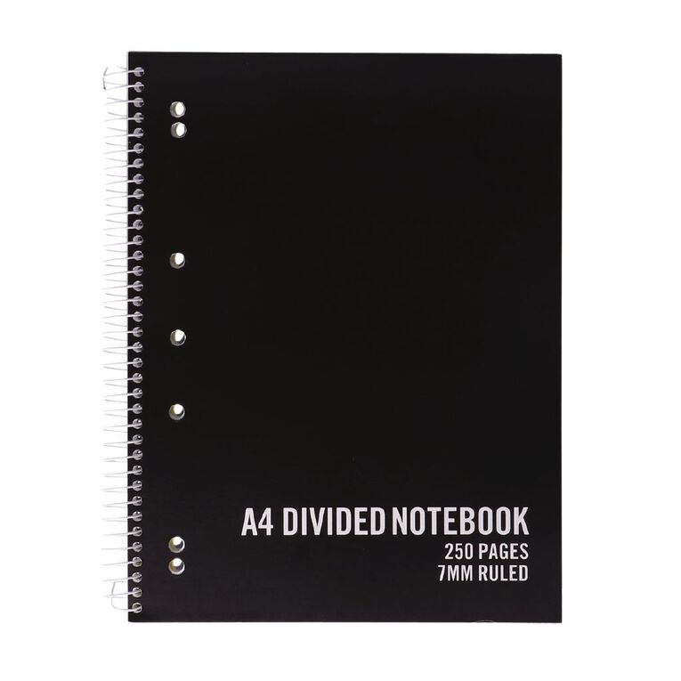 WS Notebook With 4 Dividers 250 Pages 7mm Ruled A4, , hi-res