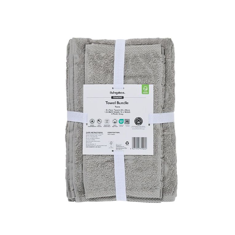 Living & Co Towel Bundle Diamond Grey One Size, , hi-res
