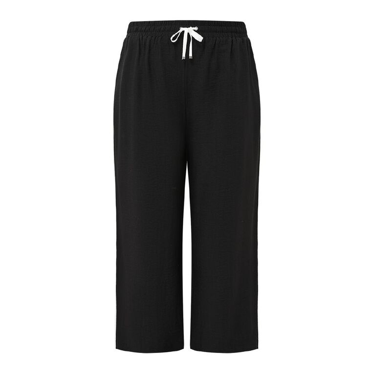 H&H Curve Women's Side Stripe Wide Leg Pants, Black, hi-res