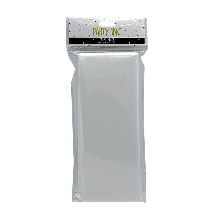 Party Inc Crepe Paper 180 x 50cm White 4 Pack, , hi-res