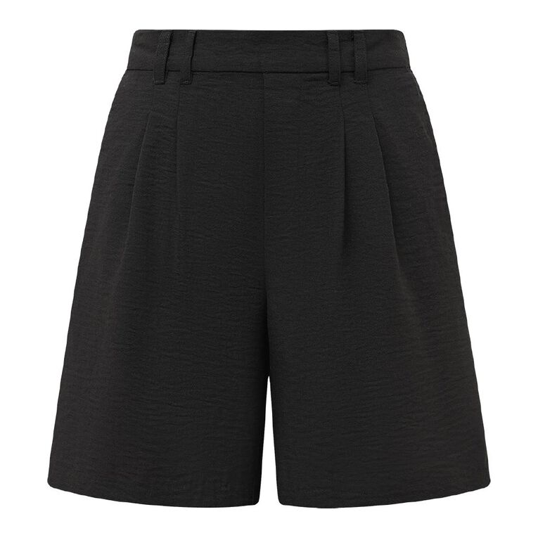 H&H Women's Mid Thigh Pleat Front Shorts, Black, hi-res