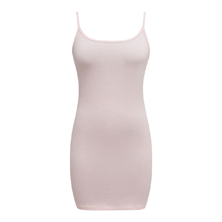 H&H Essentials Women's Stretch Cotton Longline Cami, Pink Light, hi-res