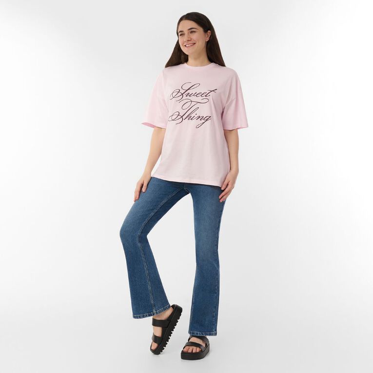 H&H Women's Short Sleeve Boyfriend Graphic Tee, Pink Light CHERRY BLO, hi-res