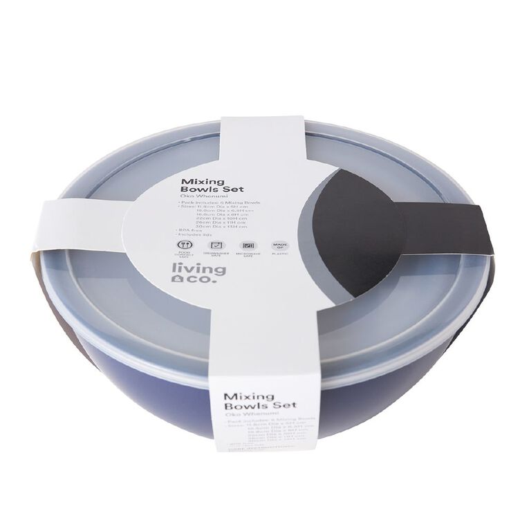 Living & Co Nested Bowls with Lids Multi-Coloured 6 Pack, , hi-res