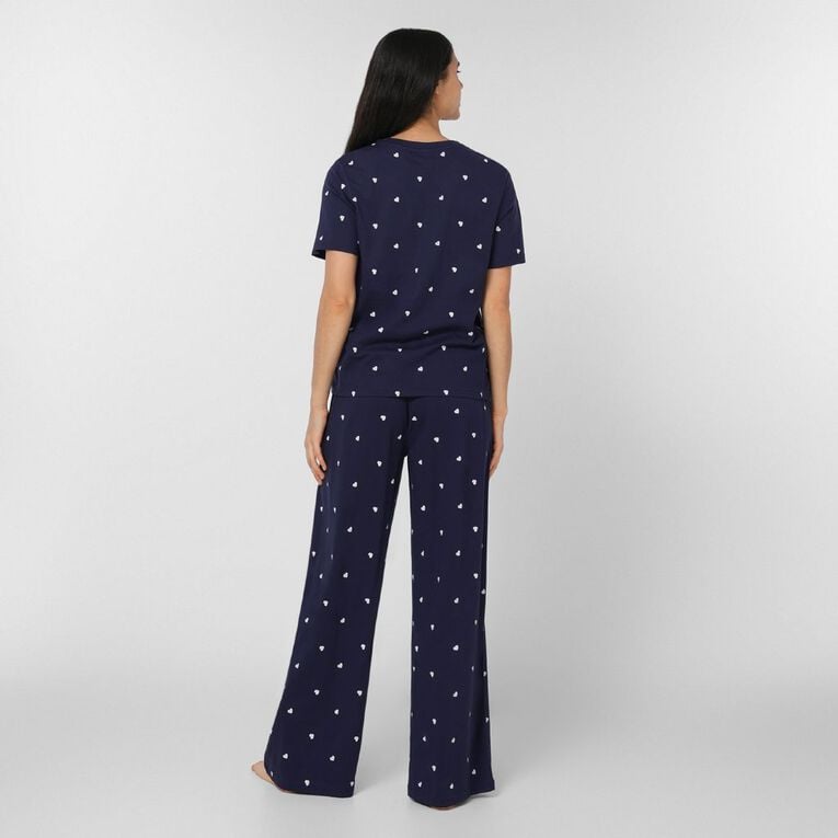 H&H Women's Tee and Pant Pyjama Set, Blue Dark, hi-res