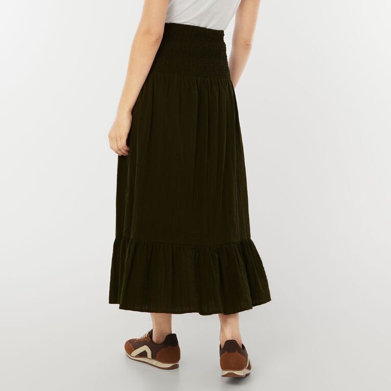 H&H Women's Shirred Waist Dobby Maxi, Green Dark, hi-res