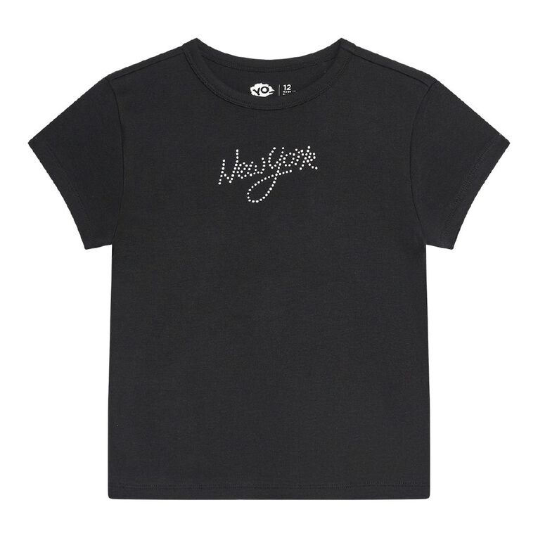 Young Original Short Sleeve Cap Tee, Black, hi-res