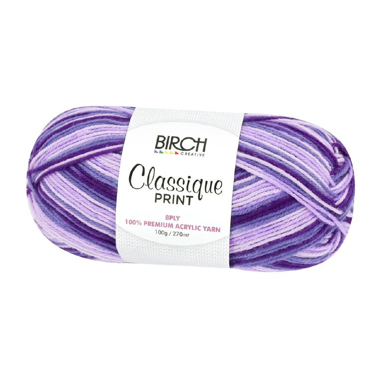 Birch Classique Yarn Prints 100% Premium Acrylic 100G 8Ply Mauve, , hi-res