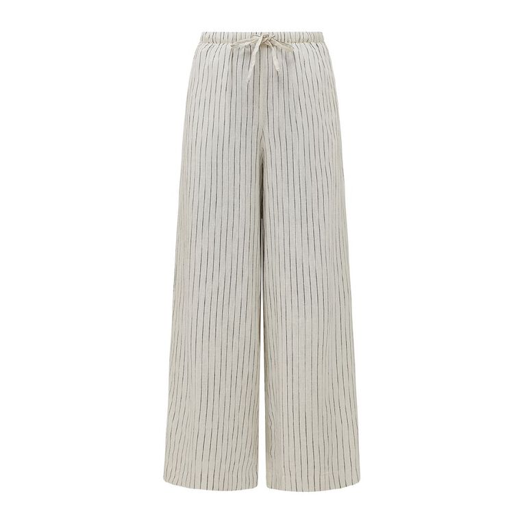 H&H Women's Tie Waist Linen Blend Pants, Cream, hi-res