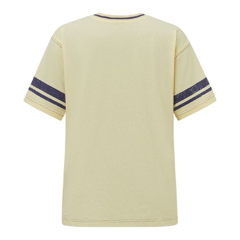 H&H Women's V-Neck Relaxed Drop Shoulder Tee, Yellow Light, hi-res