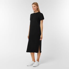 H&H Women's Short Sleeve Rib Tee Dress Midi