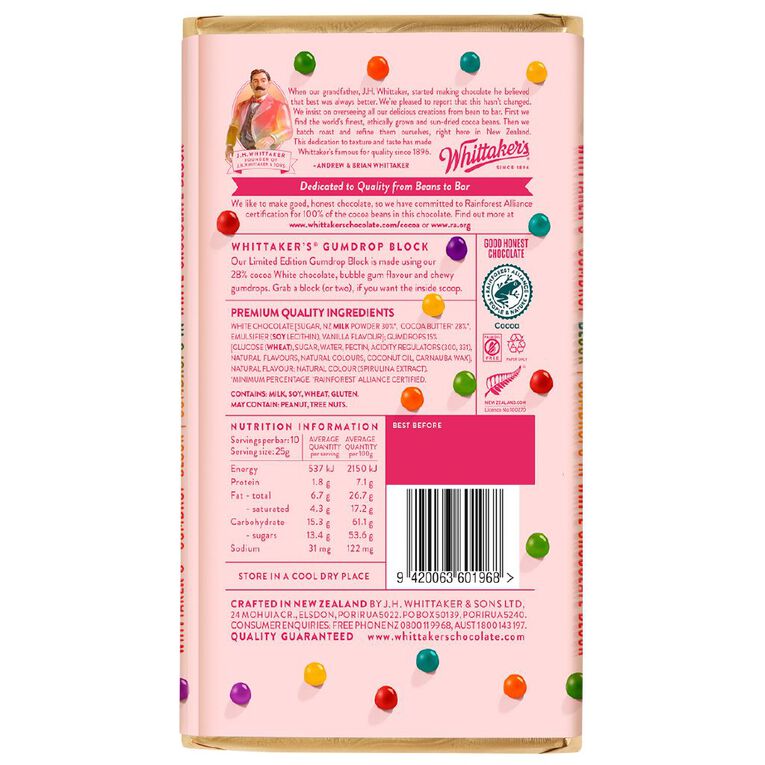 Whittaker's Gumdrop Block 250g, , hi-res
