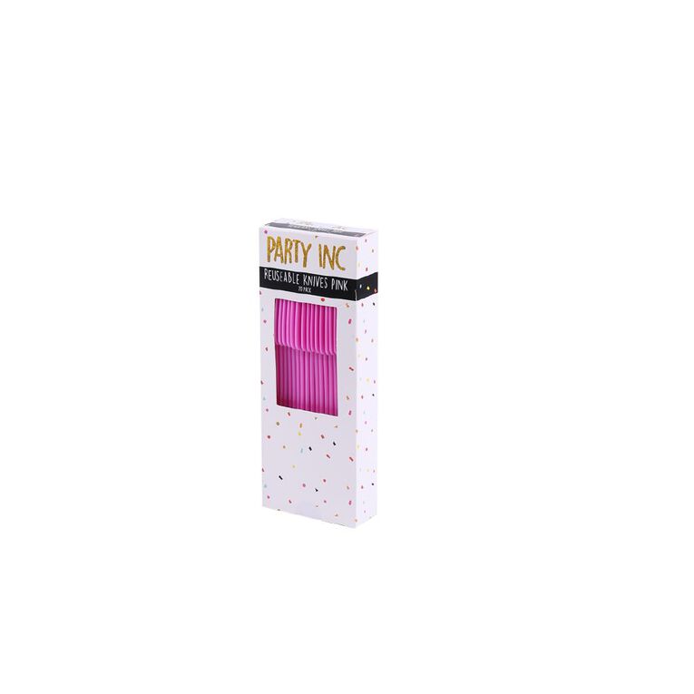 Party Inc Reuseable Knives Pink 20 Pack, , hi-res