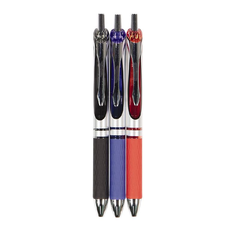 WS Retractable Metal Barrel Gel Pen Assorted Assorted 3 Pack, , hi-res