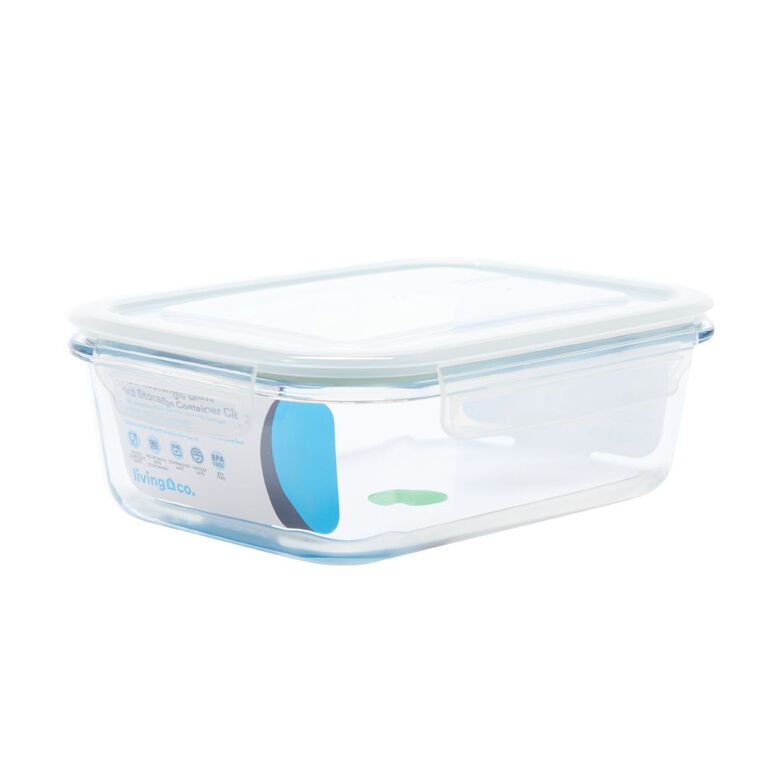 Living & Co Rectangle Glass Food Storage Container 1L, , hi-res