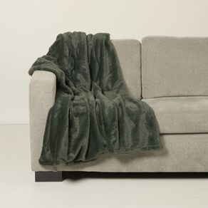 Living & Co Throw Faux Fur Bunny Green 127cm x 152cm