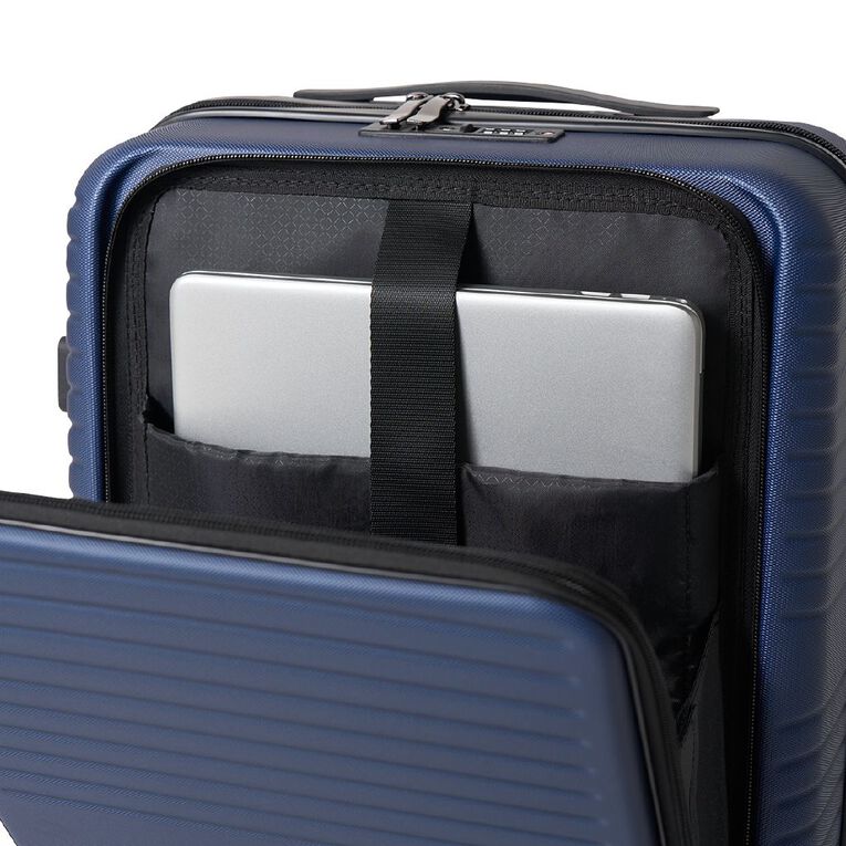 Living & Co 50cm Hard Textured Suitcase with Laptop Pocket Navy, , hi-res