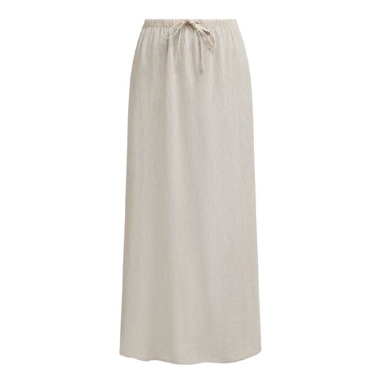 H&H Women's Long Linen Blend Skirt, Brown Light, hi-res