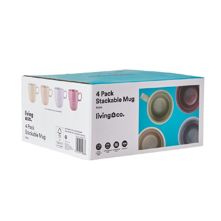 Living & Co Stackable Mugs Pink 4 Pack, , hi-res