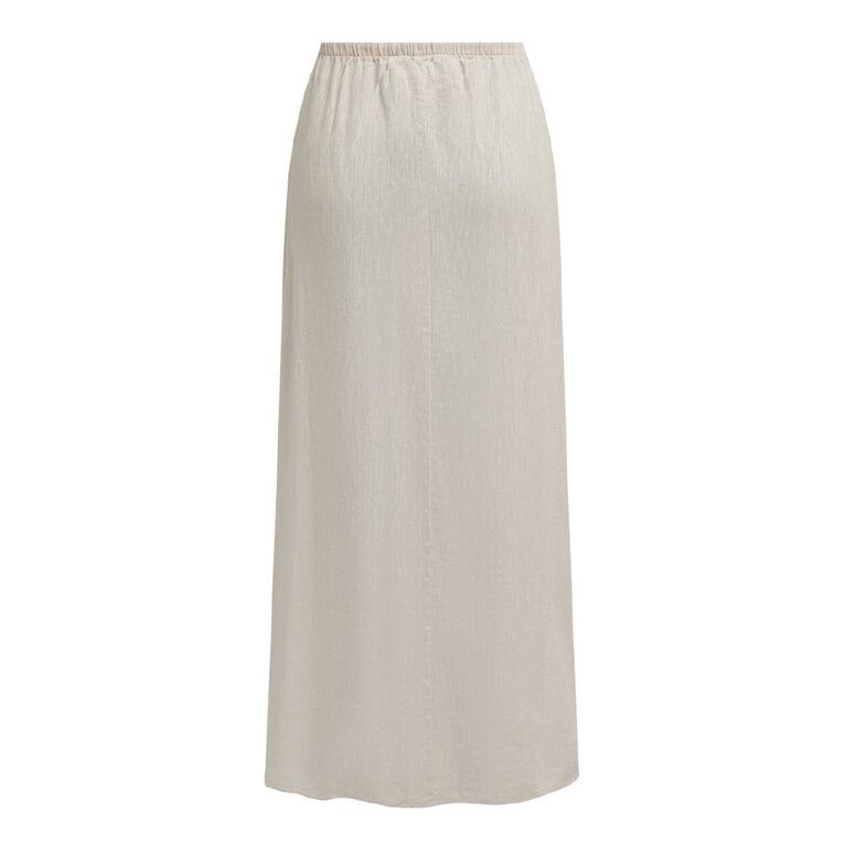 H&H Women's Long Linen Blend Skirt, Brown Light, hi-res