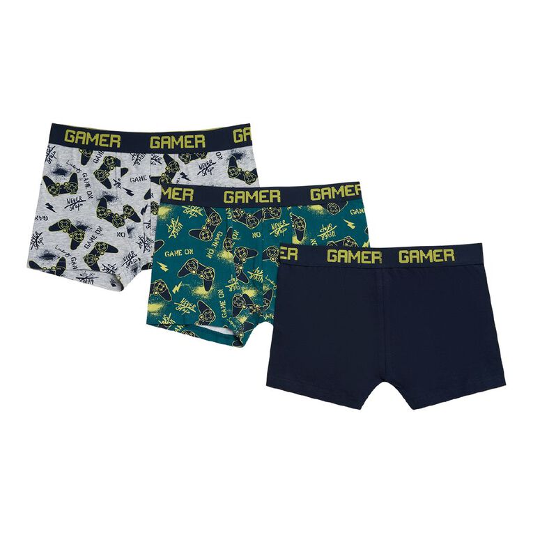 H&H Boys' Trunks 3 Pack, Grey Marle, hi-res
