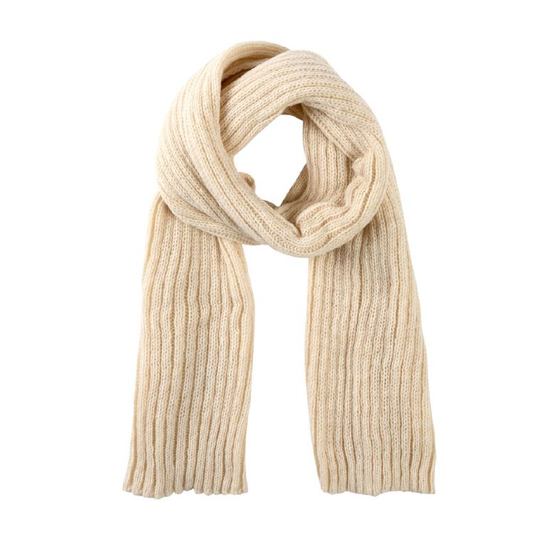 H&H Women's Beanie & Scarf Set, Cream, hi-res