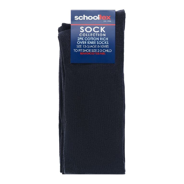 Schooltex 2 Pack Over Knee Socks Ink 3 0406, Midnight/Navy, hi-res