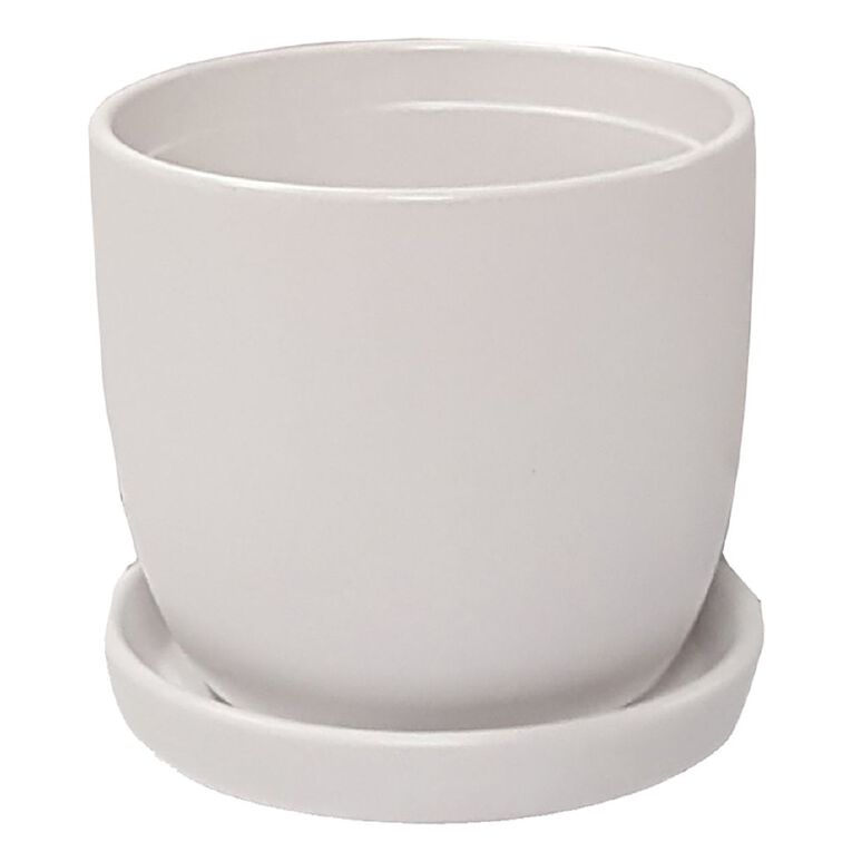 Northcote Pottery Jessa Egg White Pot and Saucer White Small, , hi-res