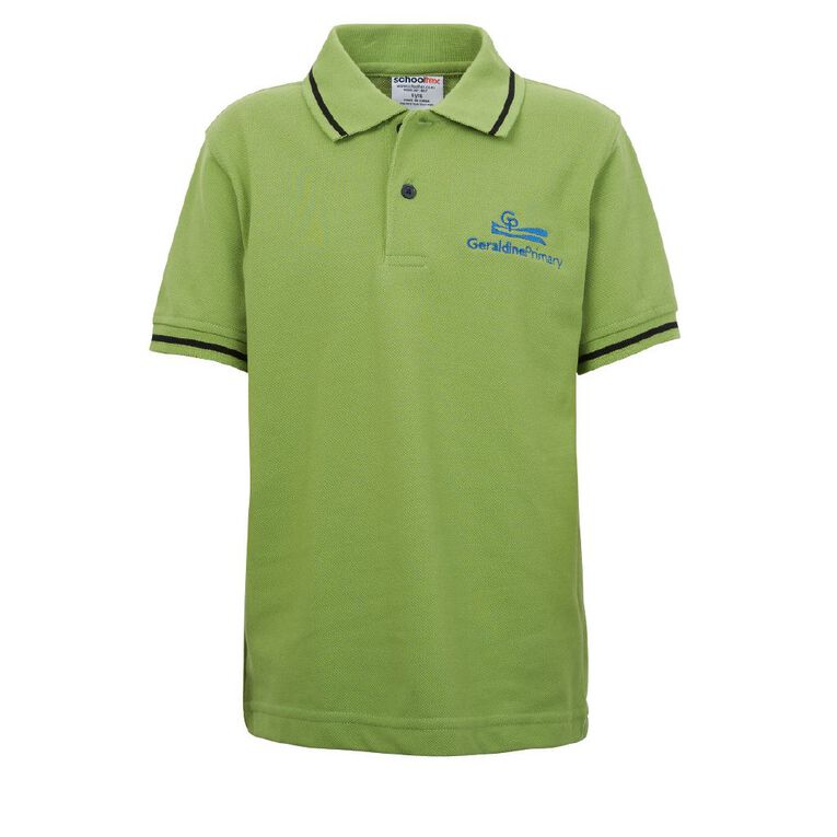 Schooltex Geraldine Primary Short Sleeve Polo with Embroidery, Green Mid, hi-res
