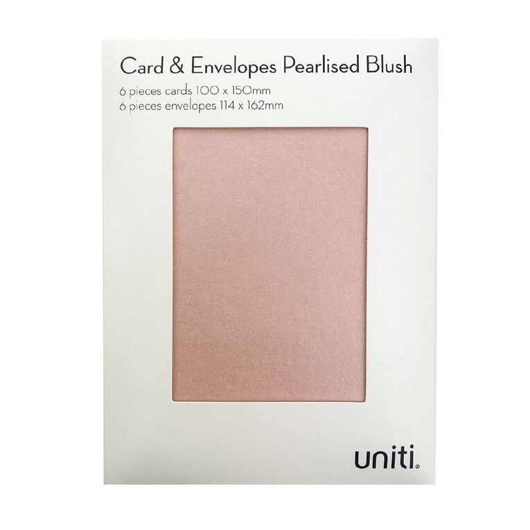 Uniti Cards & Envelopes Pearlised Blush 6 Pack, , hi-res