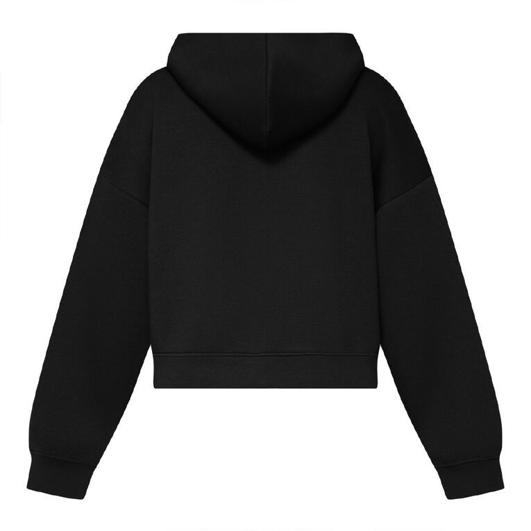 H&H Women's Zip Thru Cropped Scuba Hoodie, Black, hi-res