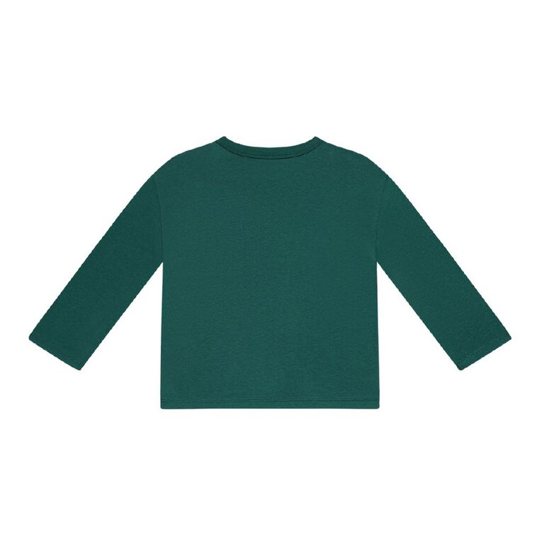 Young Original Toddler Boys' Long Sleeve Boxy Plain Tee, Green Dark, hi-res