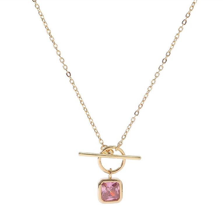 Gold Plated Tbar Necklace, , hi-res