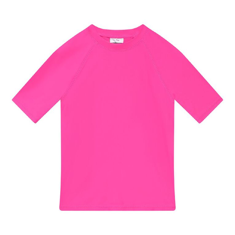 Young Original Short Sleeve Neon Rash Top, Pink Mid, hi-res