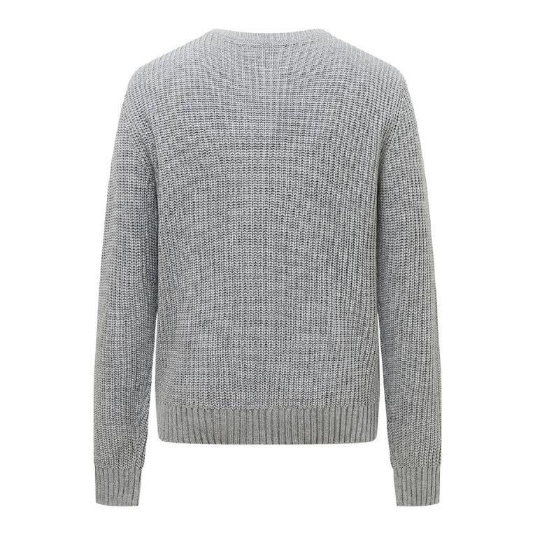 H&H Men's Crewneck Fisherman Rib Pullover, Grey Marle, hi-res