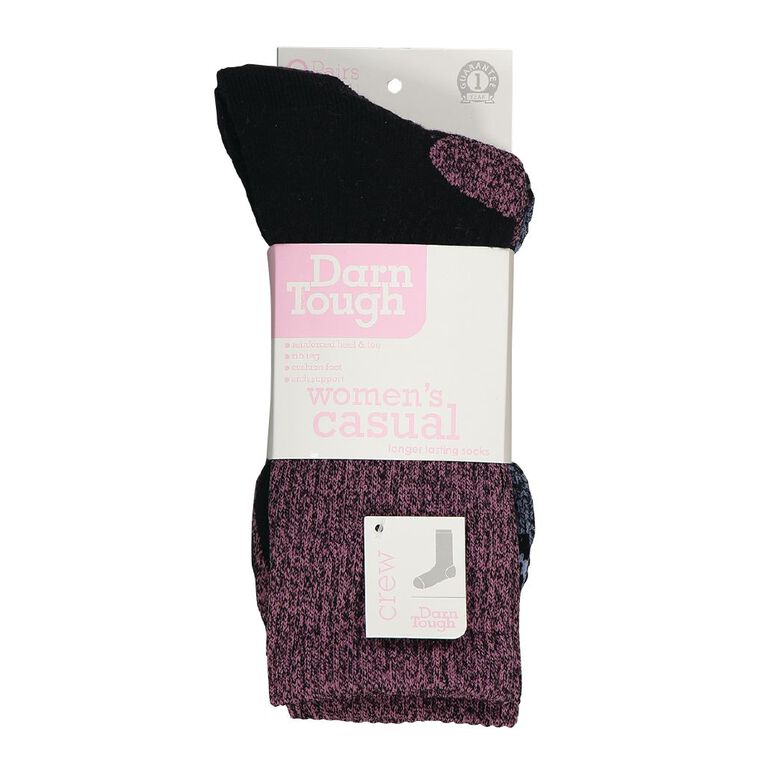 Darn Tough Women's Rib Crew Socks 2 Pack, Blue/Pink, hi-res