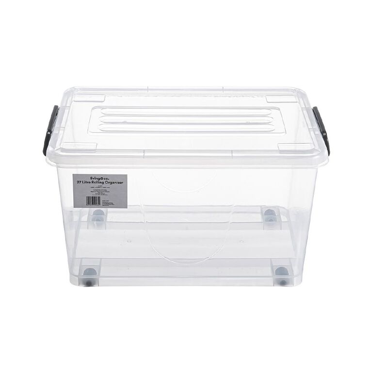 Living & Co Rolling Organiser 27L Clear, , hi-res