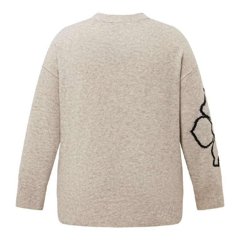 H&H Curve Women's Intarsia Knit Crew, Grey Light, hi-res