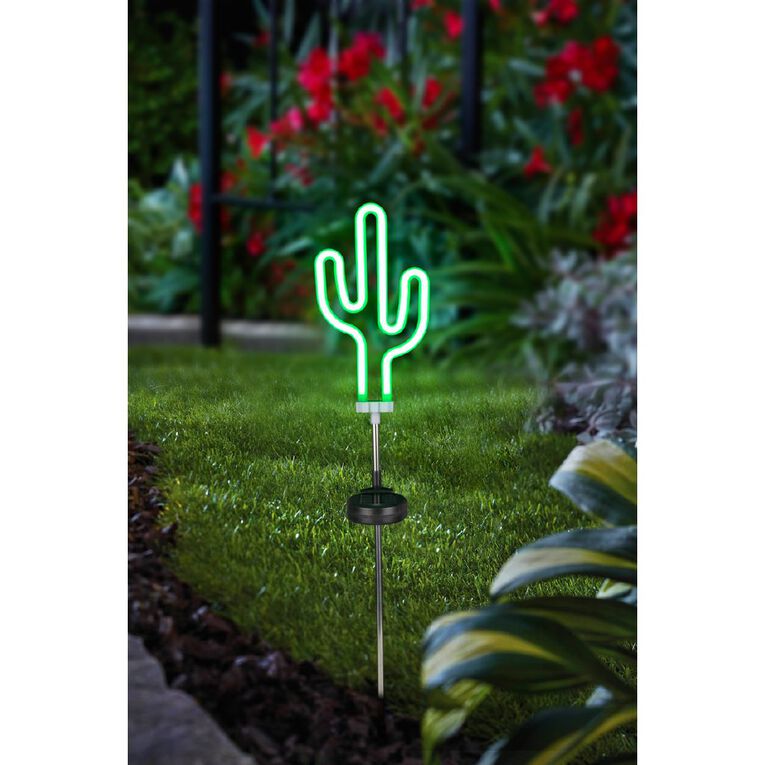 Kiwi Garden Solar Neon Cactus Light, , hi-res