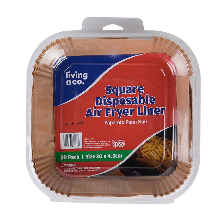 Living & Co Air Fryer Paper Liners Square 50 Pack
