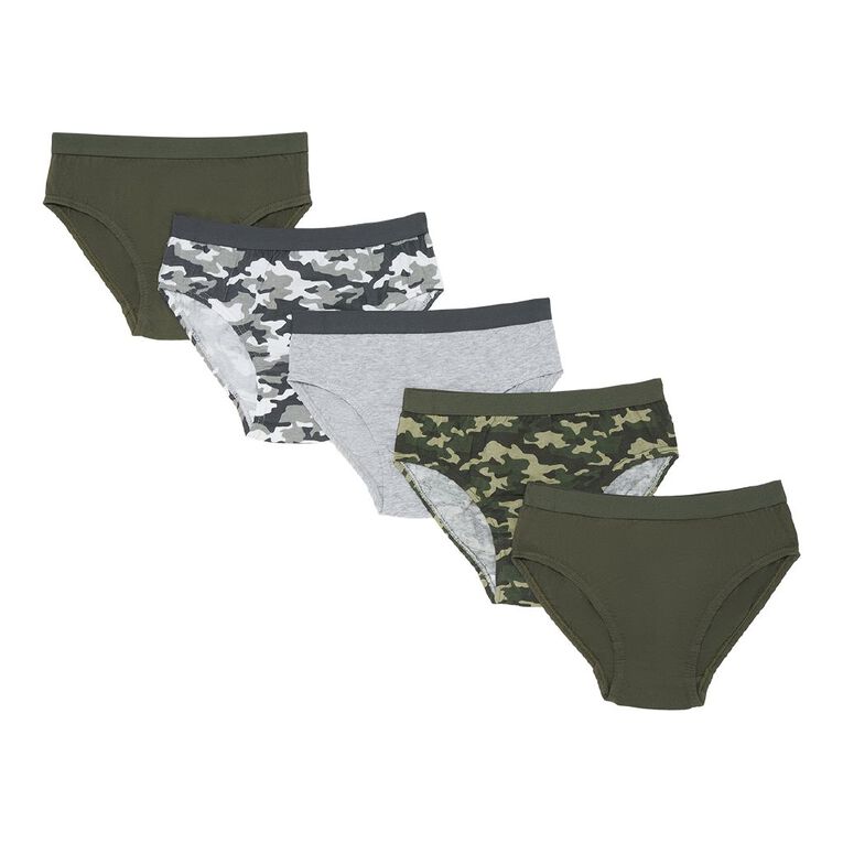 H&H Boys' Briefs 5 Pack, Khaki, hi-res