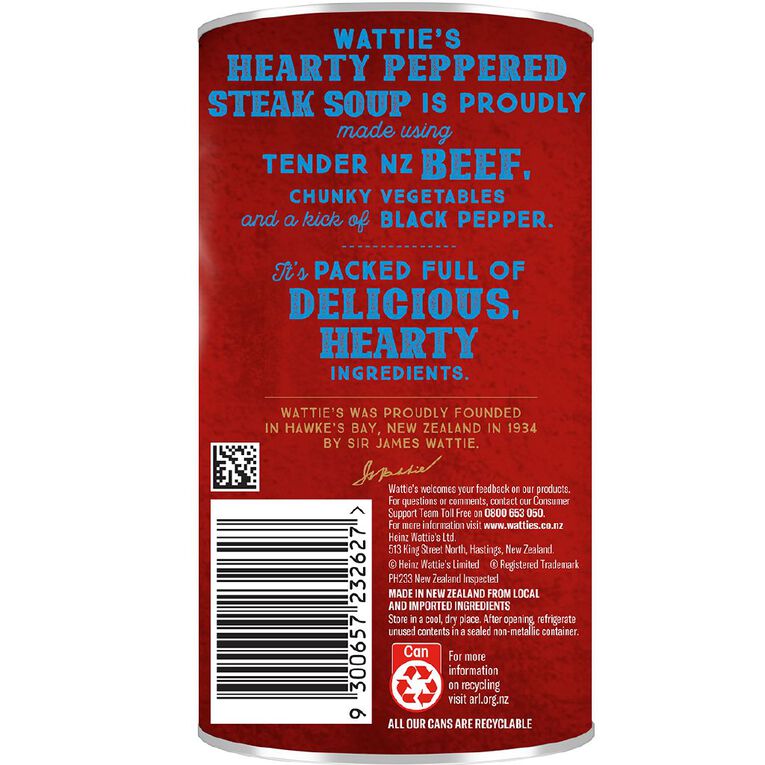 Wattie's Hearty Soup Peppered Steak 535g, , hi-res